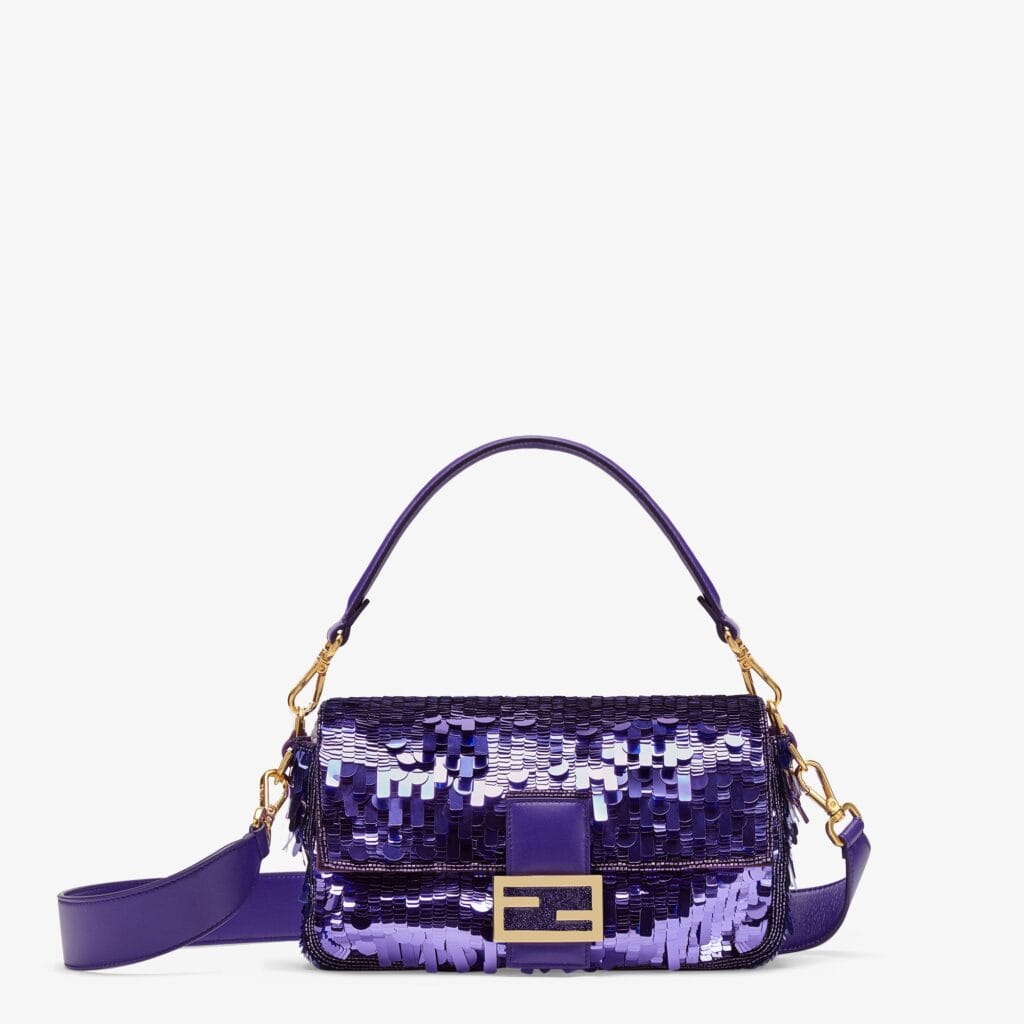 Fend-Purple-Sequined-Baguette-Bag