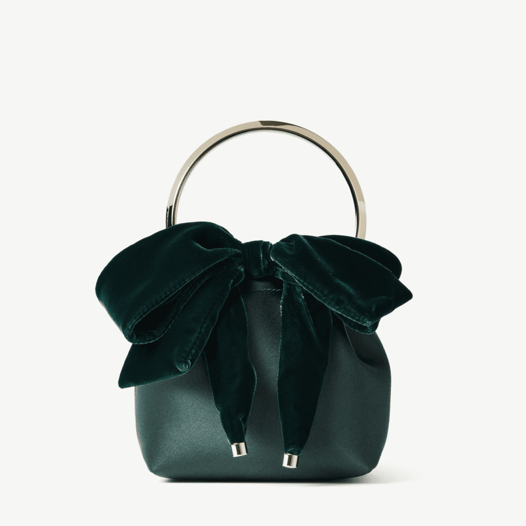 Jimmy-Choo-Bon-Dark-Green-Satin-Bucket-Bag