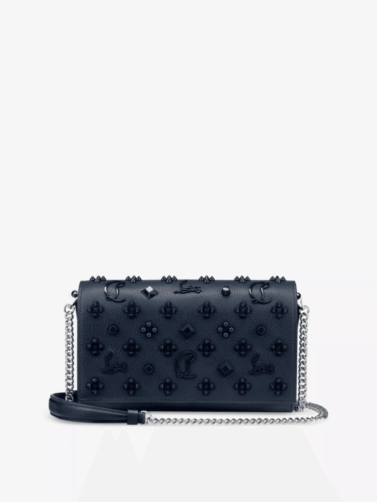 Christian Louboutin Paloma Detachable Strap Leather Clutch Bag Navy