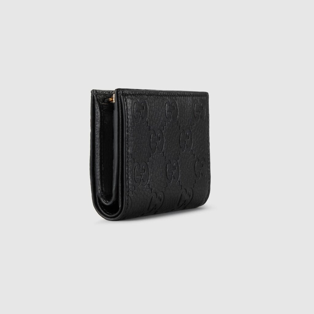 Gucci GG Emblem Medium Wallet Black Leather