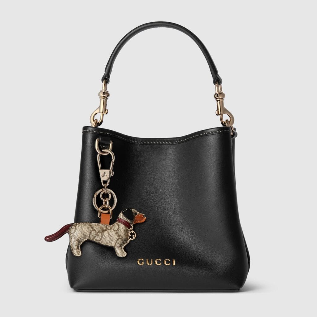 Gucci GG Emblem Mini Bucket Bag Black Leather
