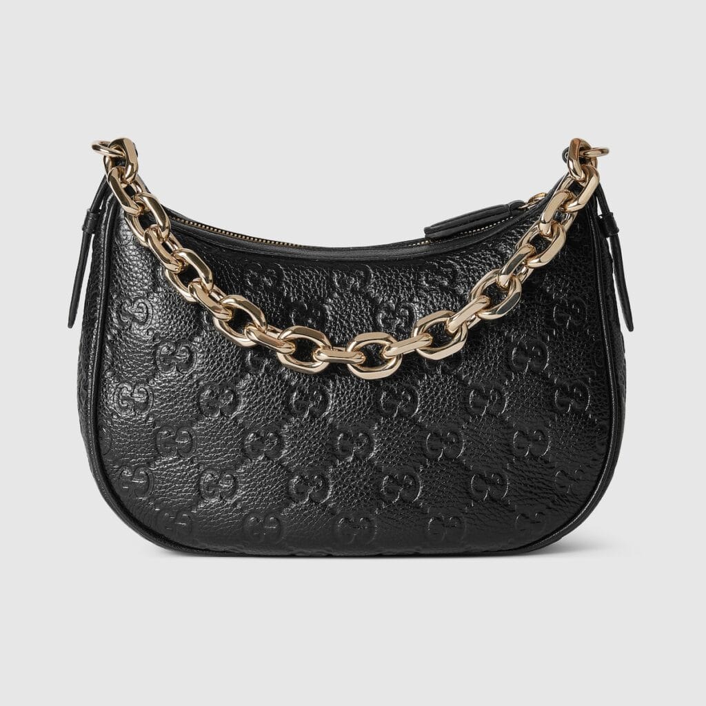 Gucci GG Emblem Small Shoulder Bag Black Leather