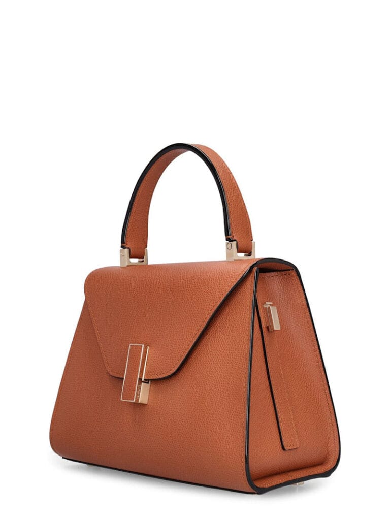 Valextra Mini Iside Grained Leather Bag Gold