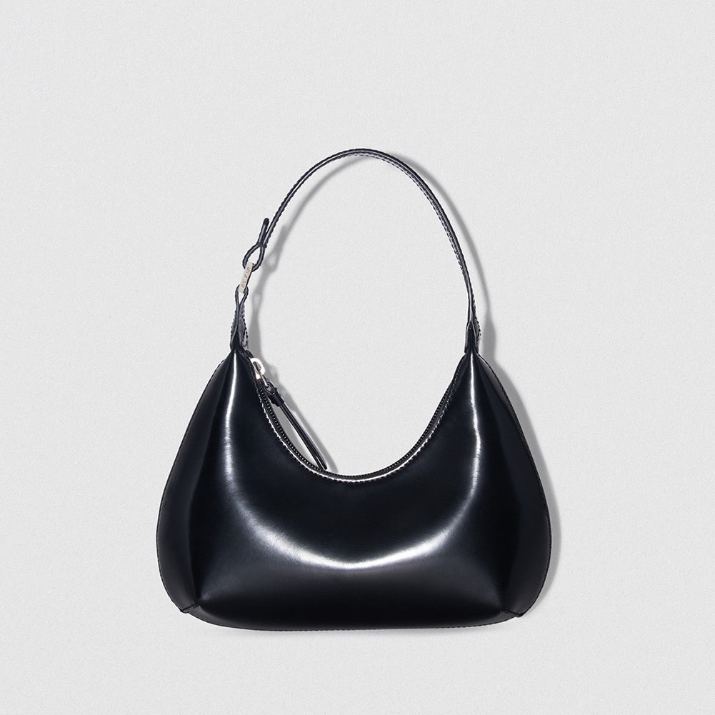 BY FAR Baby Amber Black Semi Patent Leather Bag