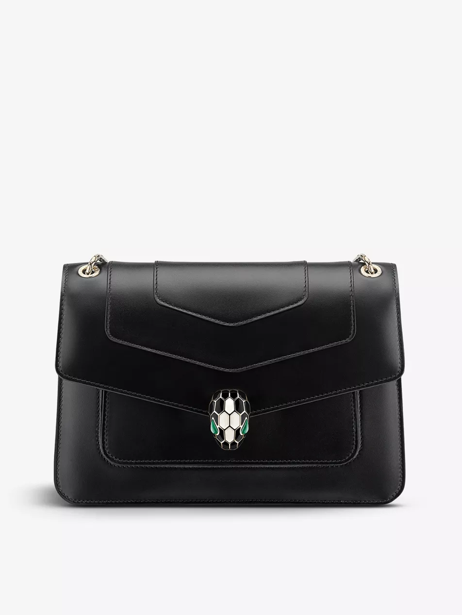 Bvlgari Serpenti Forever Leather Crossbody Bag Black