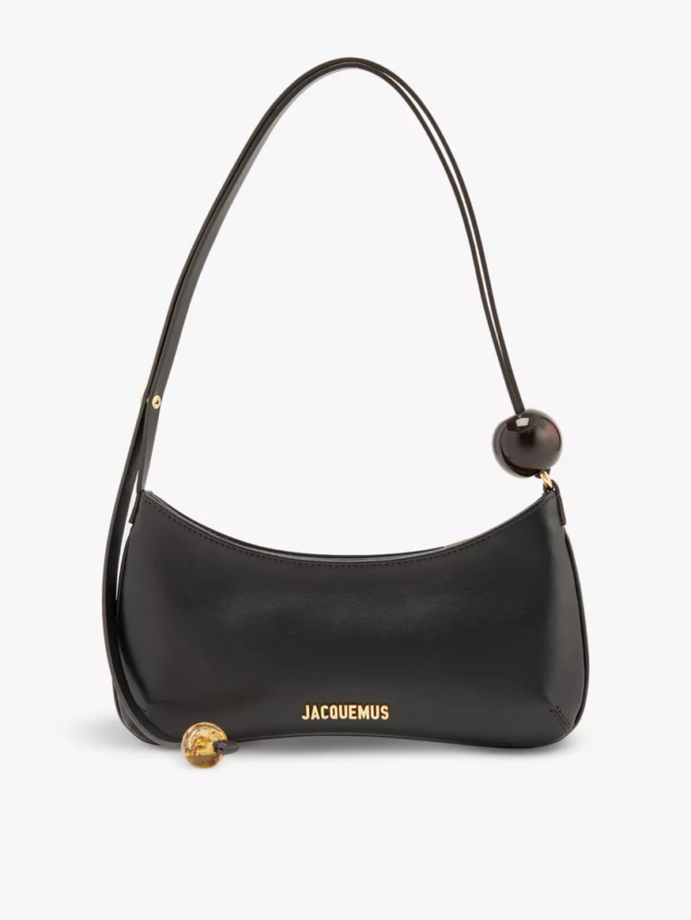 Jacquemus Le Bisou Perle Leather Shoulder Bag Black