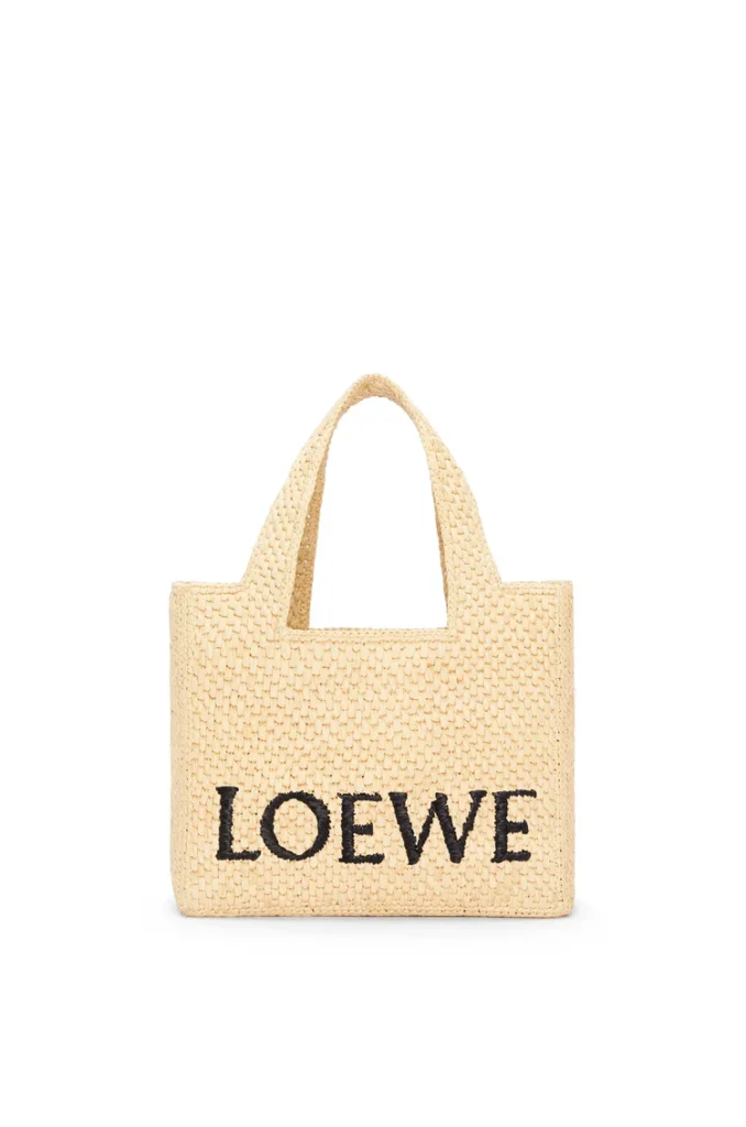 Loewe Small Font Tote Raffia