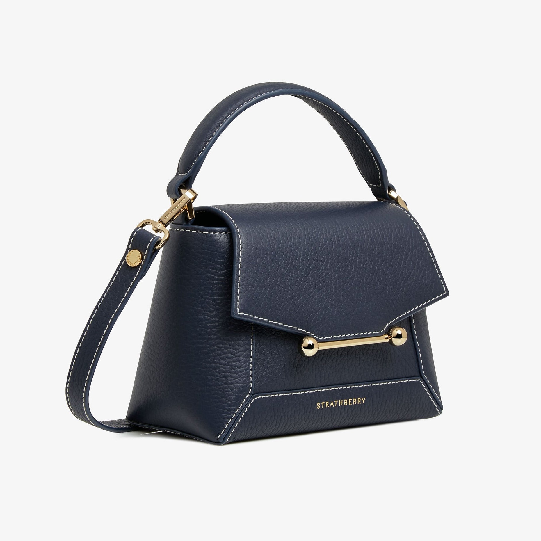 Strathberry Mosaic Nano Navy Vanilla Crossbody Bag