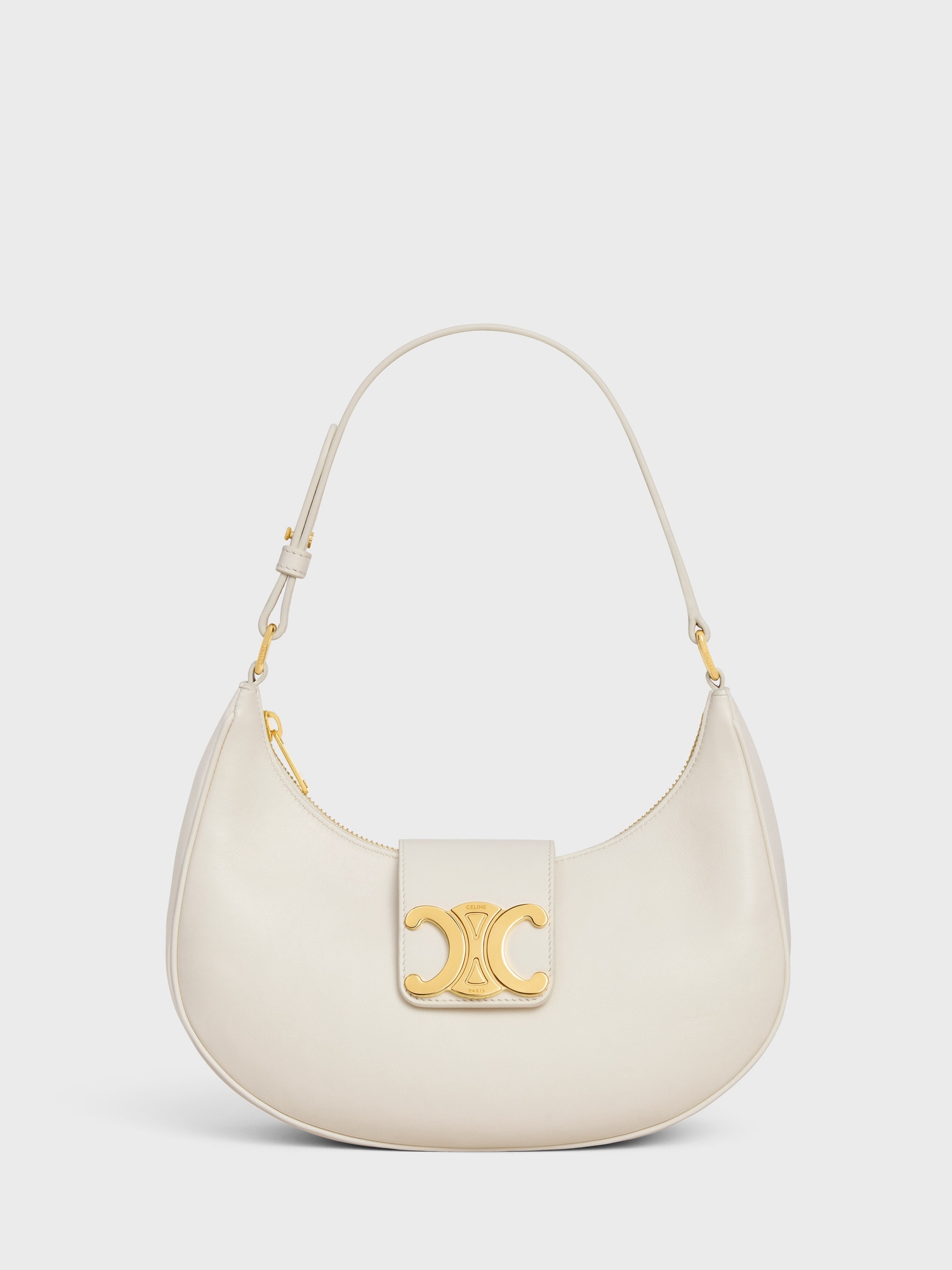 Celine Medium Ava Triomphe Bag Smooth White Cotton