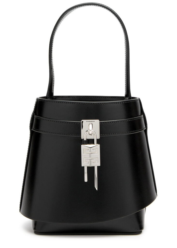 Givenchy Shark Lock Black Leather Bucket Bag