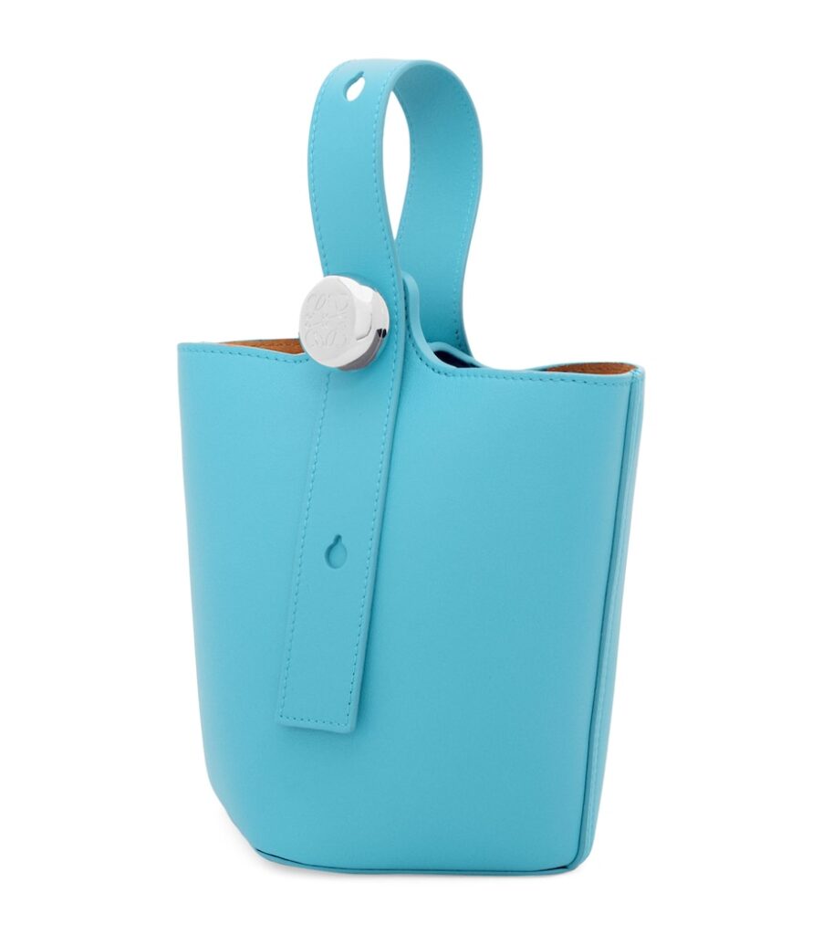 Loewe Mini Leather Pebble Bucket Bag Sky Blue