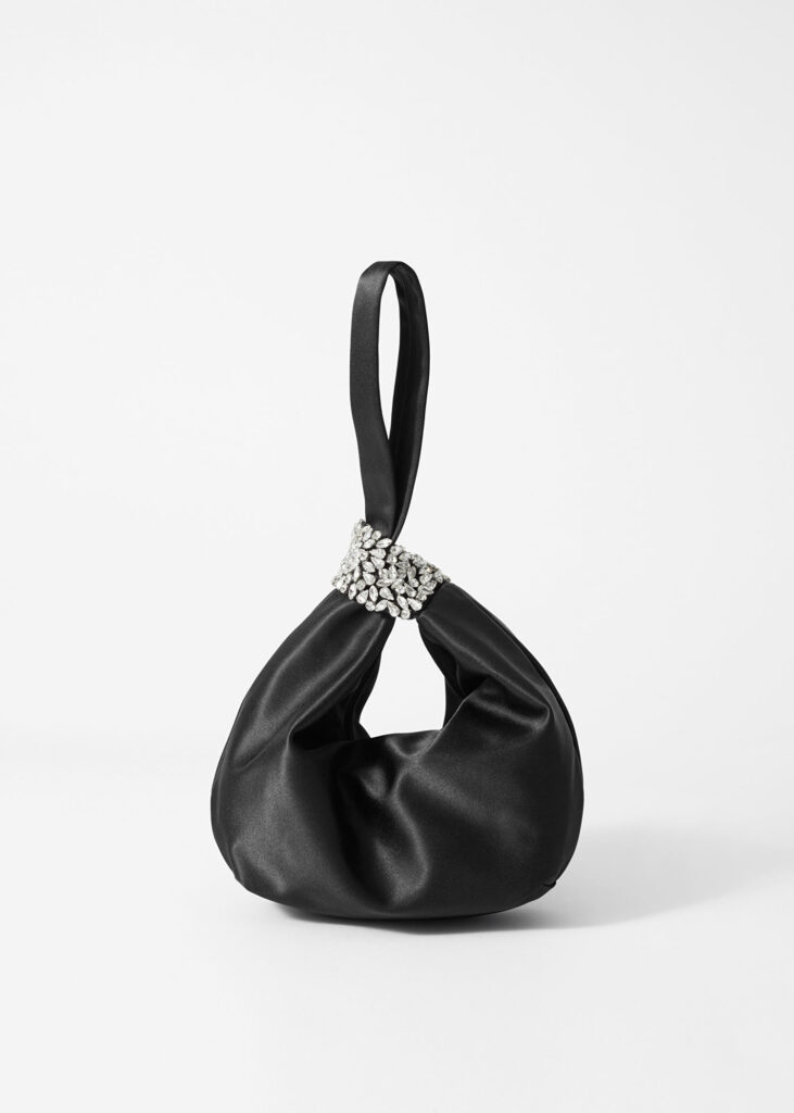 & Other Stories Crystal-embellished Satin Pouch Black