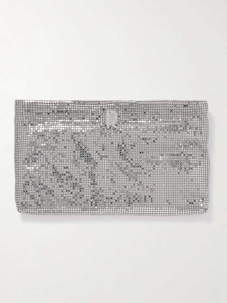 Rabanne Pixel Chainmail Clutch SIlver
