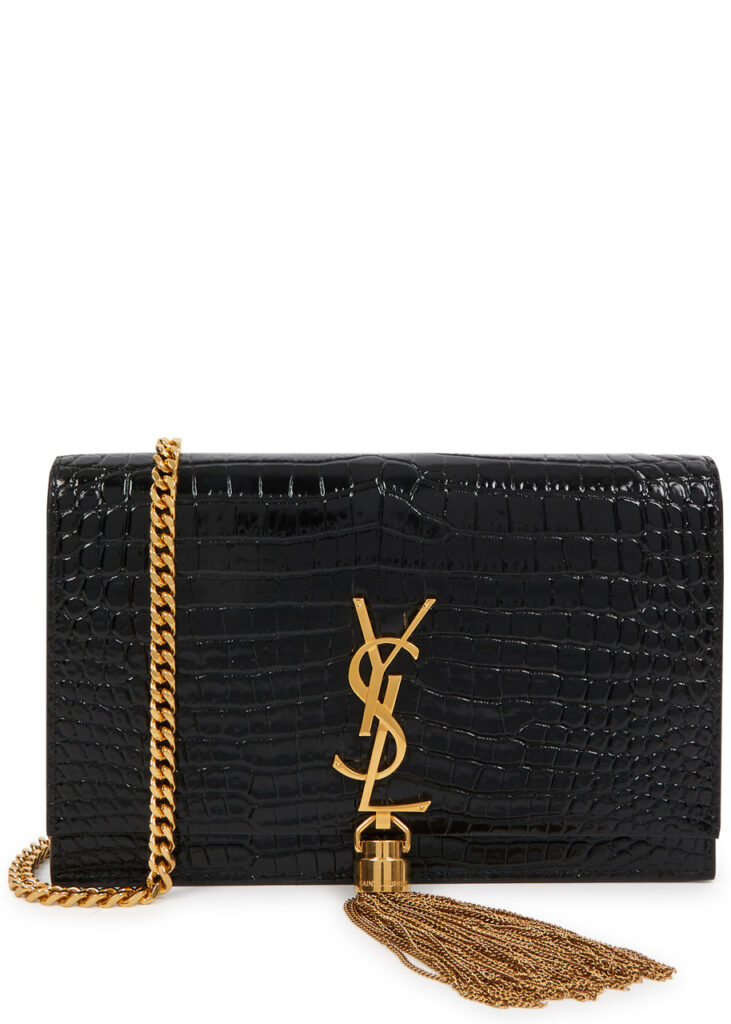Saint Laurent Kate Croc-effect Wallet on Chain