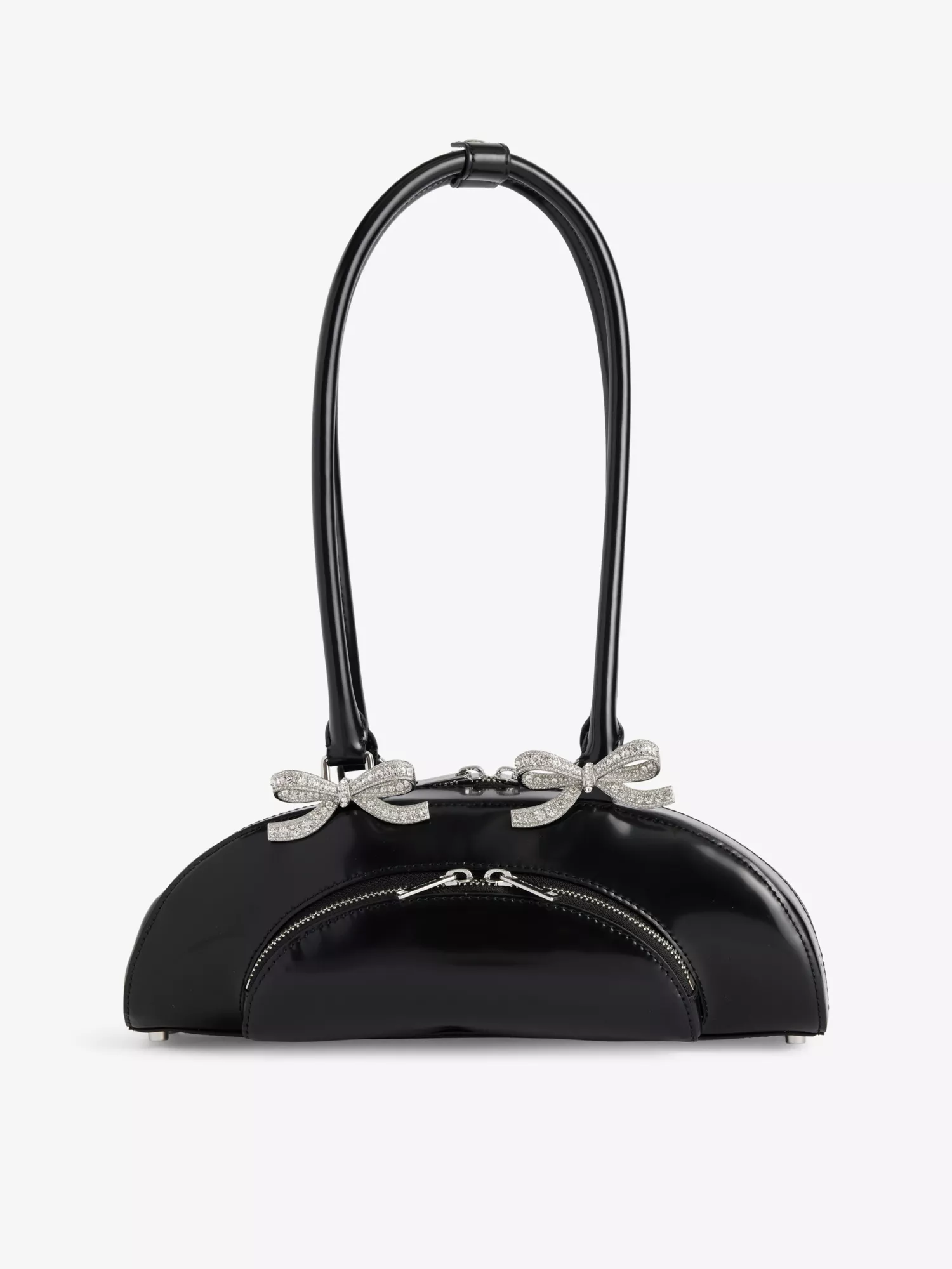 Self Portait Bow Embellished Cured Shoulder Bag Black