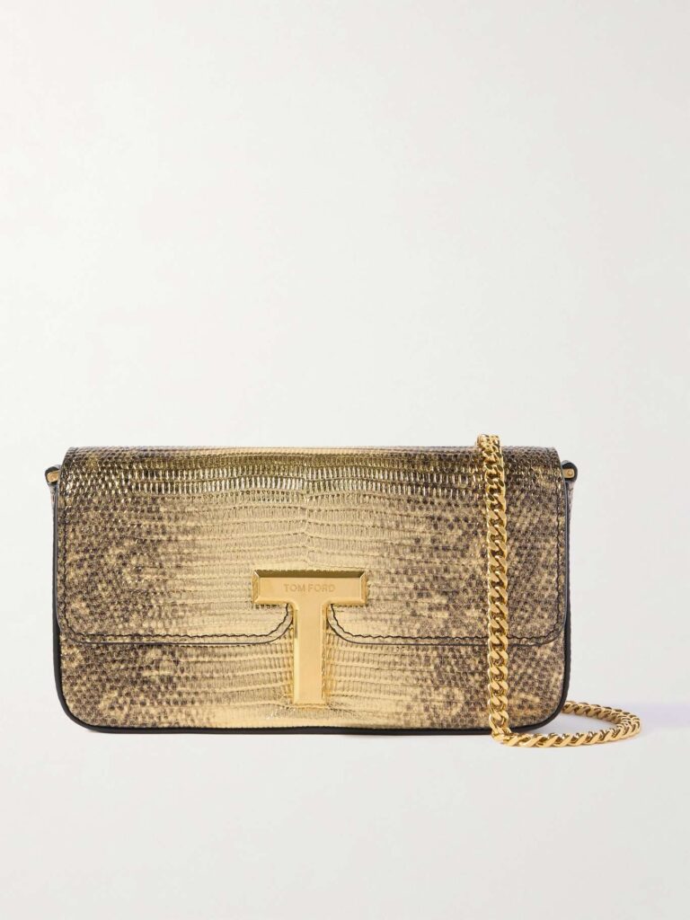Tom Ford Wallis Metallic Snake Effect Shoulder Bag